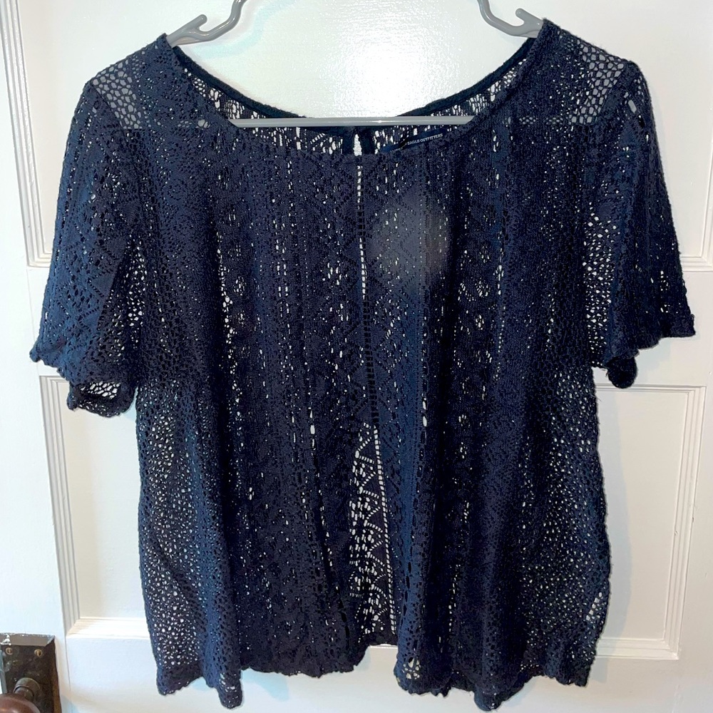 Navy Blue Lacey Top